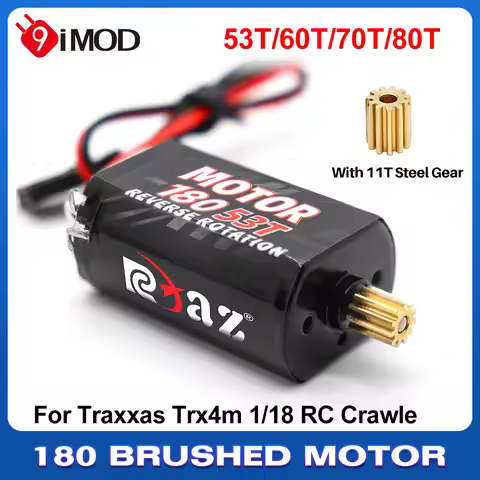 9IMOD 180 Brushed Motor 53T 60T 70T 80T with 11T Gear For Traxxas Trx4m 1/18 RC Crawler