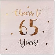 Cheers to 65 Years Cocktail Napkins | Happy 65th Birthday Decorations for Men and Women and Wedding 