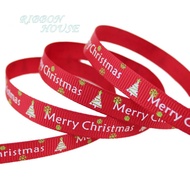 (25 yards/lot) 3/8 (10mm) Red printed grosgrain ribbon Merry Christmas satin ribbons wholesale