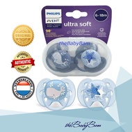 Philips Avent Ultra Soft Pacifier / Soother Whale Star (2pcs/pack) For 6-18 mos w/ Carrying Case