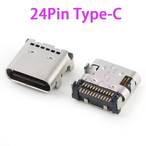 5/10/20pcs 24P USB 3.1 Type-C Connector 24 Pin Receptacle Right Angle Type C PCB SMT Dual Row Tab Fe