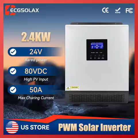 ECGSOLAX 3KVA 2.4KW Hybrid Solar Inverter 24V 110V Output With PWM 50A Charge Controller Off-grid So