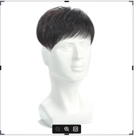 Wig pria rambut pendek pengganti kepala blok rambut asli dahi botak pria tampan wig tak terlihat