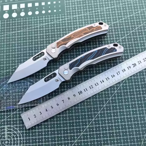 QK03 Original Folding Knife 14C28N Steel Titanium Alloy Handle Camping Outdoor Portable Fishing Hunt