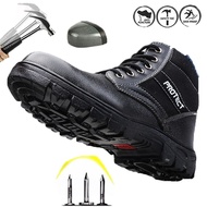 Leather Safety Shoes Kasut Safeti Kulit High Cut Boots Steel Top Cap Work Shoesy Anti-Smash