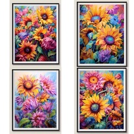 Sunflower cross-stitch painting 1 set of 4 9ct 60x80cm/ 1 painting