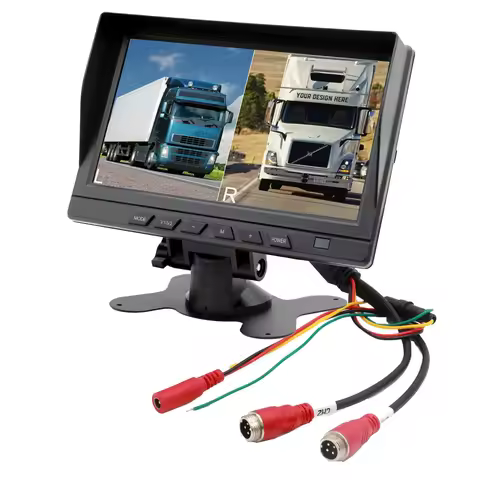 7" AHD IPS DVR Monitor1024x600 2CH Split Screen 4Pin aviation input For Truck Bus car 1080P Backup R