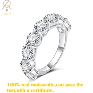 4ct Real Moissanite Ring 925 Sterling Silver Pass Diamond Tester GRA Certified D Color Round Cut For