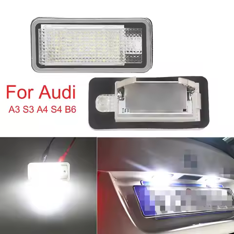 2pcs LED Number Plate Light For Audi A3 A4 S4 RS4 B6 B7 A6 RS6 S6 C6 S5 Q7 A8 S8 Avant Canbus Error 