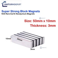 50mm x 10mm x 3mm Magnet N35 Rare Earth Neodymium Magnet Strong Magnet Rectangular Magnet