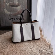 爱马仕Hermes Garden Party花园帆布拼皮米棕熊猫花园36 手提包