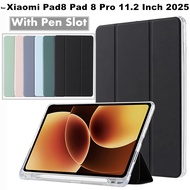for Xiaomi Pad8 Pad 8 Pro 11.2 Inch 2025 Tablet Case Trifold Flip Leather Stand Soft Back Funda With