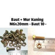 Bolt + Nut M6x20 (bolt 10) 6mm x 2 cm