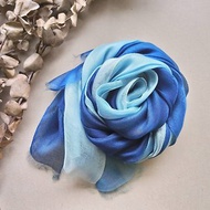 知染生活-天然植物染漸層絲棉圍巾(藍色)