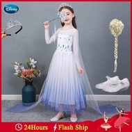 Disney Frozen 2 Elsa Costume for Kids Girl Snow Queen White Dress Gloves Crown Wig Set for Baby Girls Halloween Christmas Birthday Party Dresses