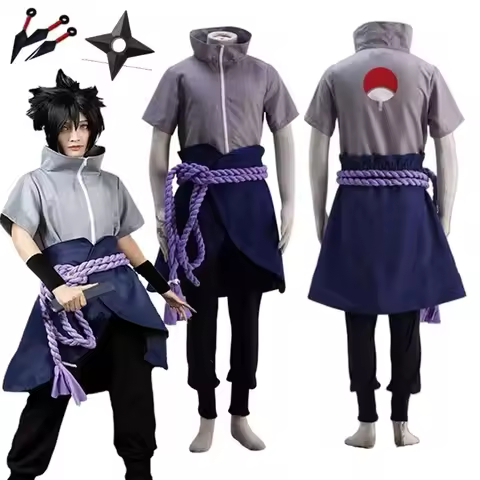 2025 Anime Uchihaa Sasuke Cosplay Costume Top Pants Uniform Wig Prop Suit for Men Halloween Comic Pa