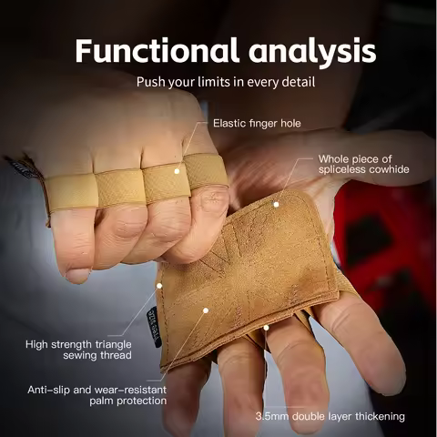 Leather Weight Lifting Training Gloves Palm Protection Women Men Fitness Sports Gymnastics Grips Pul