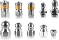 BJLIFE 10PCS Sewer Jetter Nozzle, Stainless Steel Sewer Jetter Kit for High Pressure Washer Hose, Dr