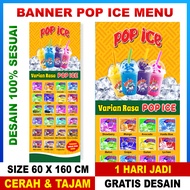 BANNER TEH POCI MENU POP ICE VARIAN RASA UKURAN 60X160