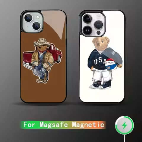 Fashion Bear P-PoloS Phone Case For IPhone 16 15 14 13 Pro Max 11 12 Mini Alex Mirror For Magsafe Wi