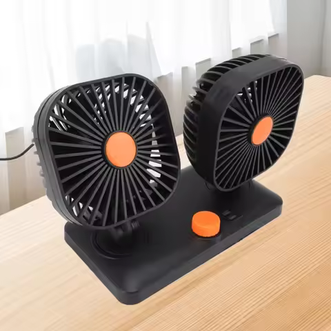 Car Fan Dual Head USB Fan Quiet 12V 24V Portable Auto Cooling Fan For Vehicles Home Bedroom Use