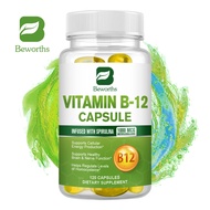 BEWORTHS Vitamin B12 Capsule 1000 Mcg Methyl B12 with Organic Spirulina Supports Healthy Mood, Energ