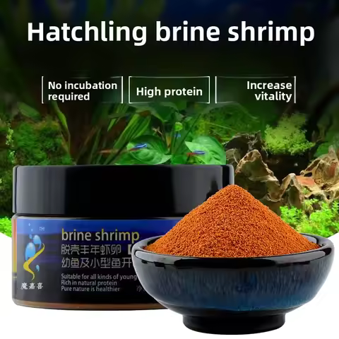 MOJIAXI Decapsulated Brine Shrimp Artemia - Instant Shell-Free Fry Food for Baby Fish (Guppy, Betta)