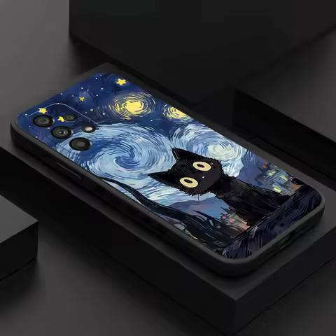 Starry Cat Phone Case For Samsung Galaxy A73 A53 A33 A23 A13 A03 A72 A52 A52S A32 A22 A12 A02 A02S A