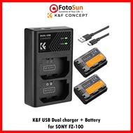 K&F for Sony FZ100 dual charger + battery combo Sony A7iii, A7Riii, Zv-E10ii, A7C