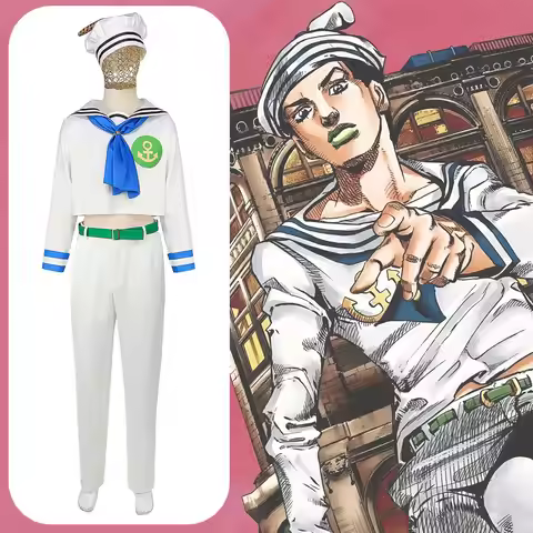 Anime JOJO Jojolion Higashikata Cosplay Costume Josuke Gappy White School Sailor Uniform Coat Pants 