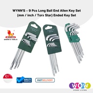 WYNN’S 9pcs Long Ball End Allen Key Set mm/Inch 9pcs Star Key Set