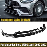 AKASAKA Gloss Black Front Bumper Spoiler Lip Blade Side Splitter Cover Kit For Mercedes Benz C Class