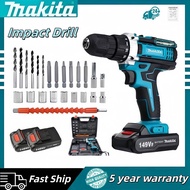 MAKITA Impact drill set Electric Cordless Drill 2Battery High Power Drill Multifunctional Cordless S