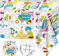 Qyeahkj Giant Paper Summer Coloring Tablecloth for Kids Large Swimming Pool Coloring Poster Table Co