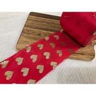 Cheap Zone~A110) Red Heart Shining 6.8cm Wide Cloth Ribbon Sell In Picture 1 Roll.many Feet, No Deta