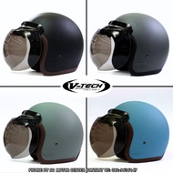 หมวกกันน็อควินเทจ V-TECH รุ่น A-300 พร้อมหน้ากาก BOGO สีชาน้ำตาล ฟรีไซซ์ รอบศีรษะไม่เกิน 59 cm มาตรฐ