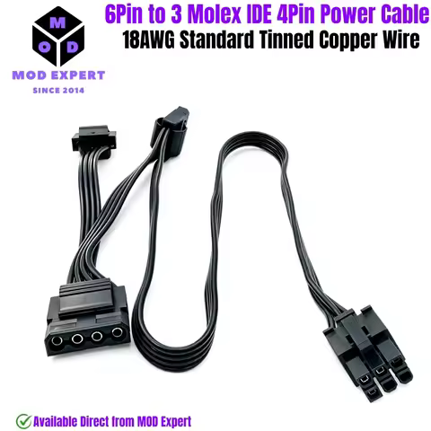 6Pin to 3 Molex Straight, PATA Perif IDE 4Pin Power Cable for Corsair RM850, RM750, RM650, RM550, RM