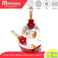 MINOWA 16-18CM FRYPAN WHITE MARBLE INDUCTION NON-STICK FRYING PAN