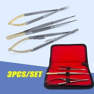 3Pcs/set Dental Castroviejo Needle Holder Dental Scissors Dental Implant Holding Forceps Tweezer Den