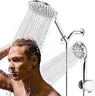 High Pressure Rain/Handheld 3-Way Shower Head Combo,7.48" Adjustable Rain Shower Head, 9-Setting Handheld Shower Head, Built-In Power Wash To Clean Tub &amp; Pets With Holder &amp; 60"Hose - Polished Chrome
