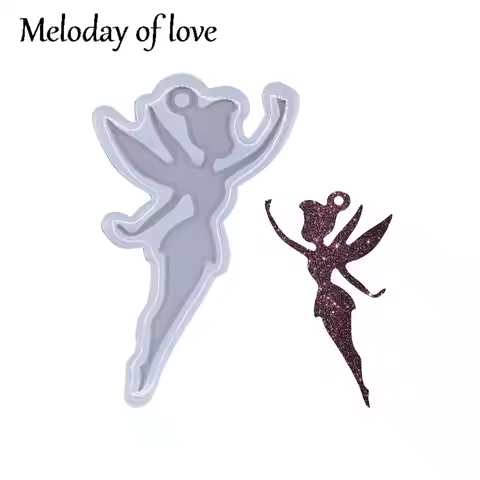 Glossy Silicone Spirit Keychain Epoxy Resin Girl Molds, Jewelry Charms Making Fairy Mould DY0514