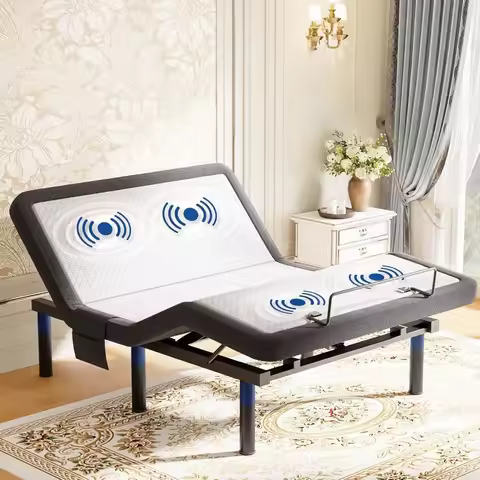 Adjustable Bed Frame Queen with Massage, Ergonomic Head & Foot Incline - Luxury Zero Gravity Electri