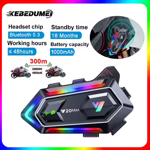 Y20 MAX Motorcycle Helmet Intercom Headset With Mixing V5.3 Handsfree Stereo Music Player Speaker 10