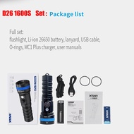 Lihuabo11 XTAR D26 1600S ไฟฉายดำน้ำอัพเกรด1600ลูเมนระยะทาง580เมตรปุ่มสวิตช์ไฟฉายแม่เหล็ก100เมตรแสง M