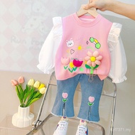 Sweatshirt Baby Two-Piece Suit 2 Pants Korean Version 1-3-5 Suit Clothes Spring Girl Baby Year Old C