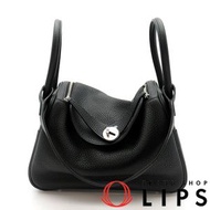 愛馬仕 Lindy 26 Taurillon Clemence 女士單肩包，黑色（二手）