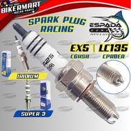 ESPADA RACING SPARK PLUG IRIDIUM SUPER 3+ CPR8EA-9 C7HSA LC135 Y15ZR VF3i RS150 EX5 WAVE100 SPORT BO