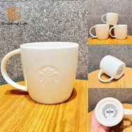 Starbucks Cup Embossed Mug White Ceramic Cup Classic Starbucks Coffee Cup Simple Water Cup