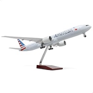 QIYUMOKE 1/150 Boeing777-300 AA Airlines 18.5 Inch Large Model Diecast Aircraft Model Kits with Stan