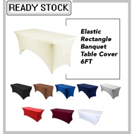 6 FT Full Elastic Banquet Table Cloth Cover Color Skirt Event Hotel Kain Sarung Alas Meja Party